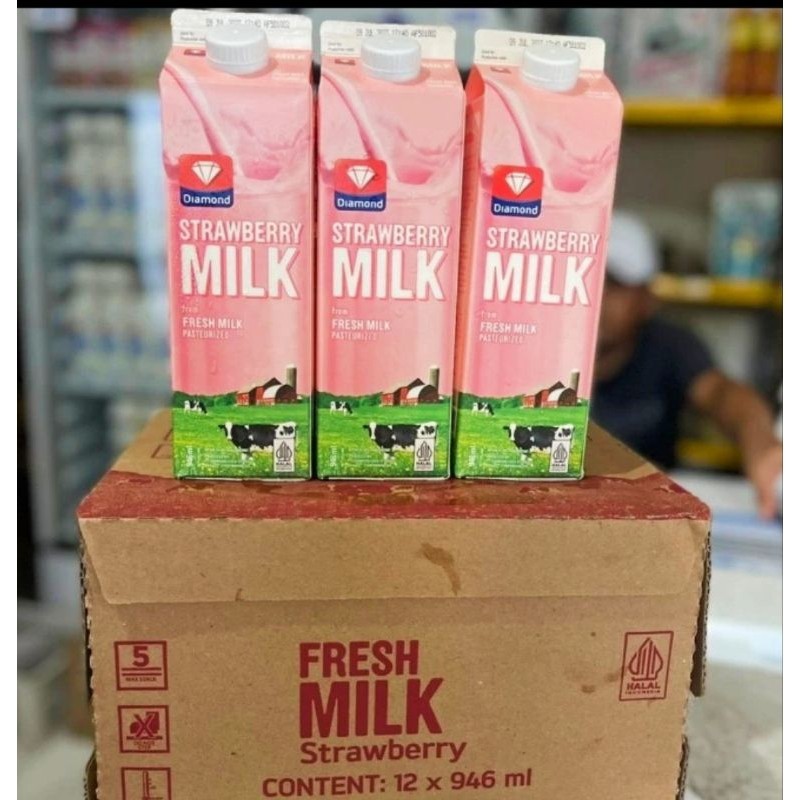 Susu Segar rasa Strawberry | Fresh Milk Strawberry Diamond | Diamond Fresh Milk Strawberry