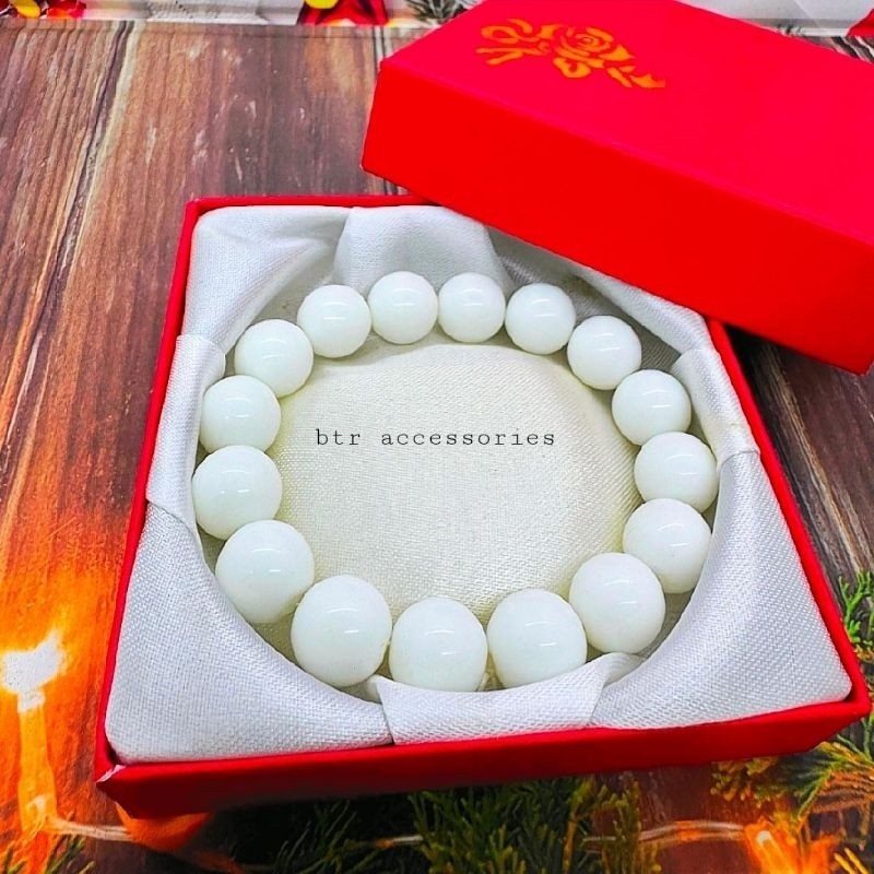 Gelang Giok putih susuPlus box Gelang Giok kesehatan putih susu