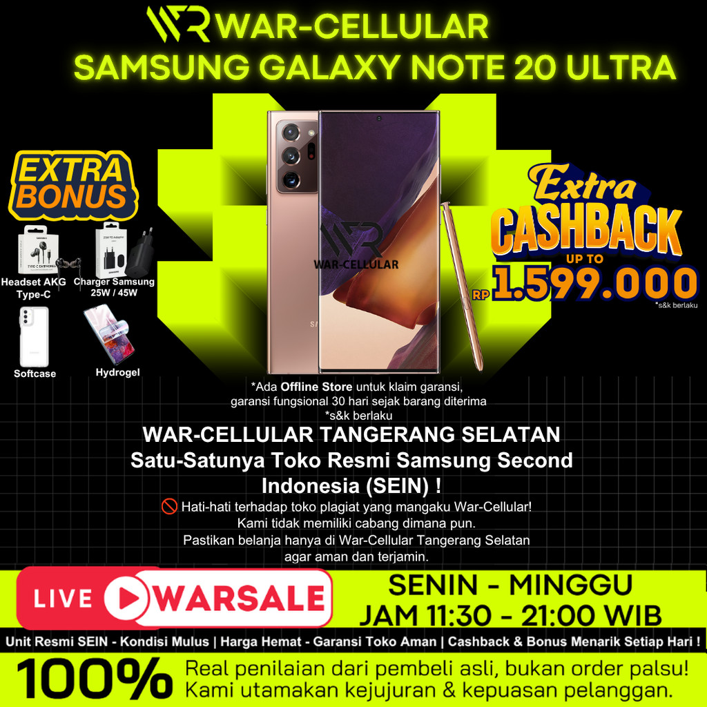 SEIN Samsung Galaxy Note 20 Ultra 5G 512GB 256GB | Samsung Note 20 Second Fullset Resmi Indonesia