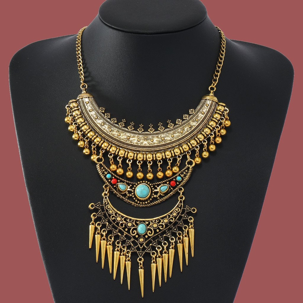 Kalung retro Eropa dan Amerika, koin kuno, rantai klavik wanita, kalung berlubang, kalung istana.