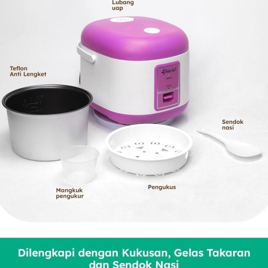 (ATH) Magic Com 1,8liter Omicko / Omicko Rice Cooker / Magic Com 1.8 Liter 3 in 1 Bonus Gelas Ukur d