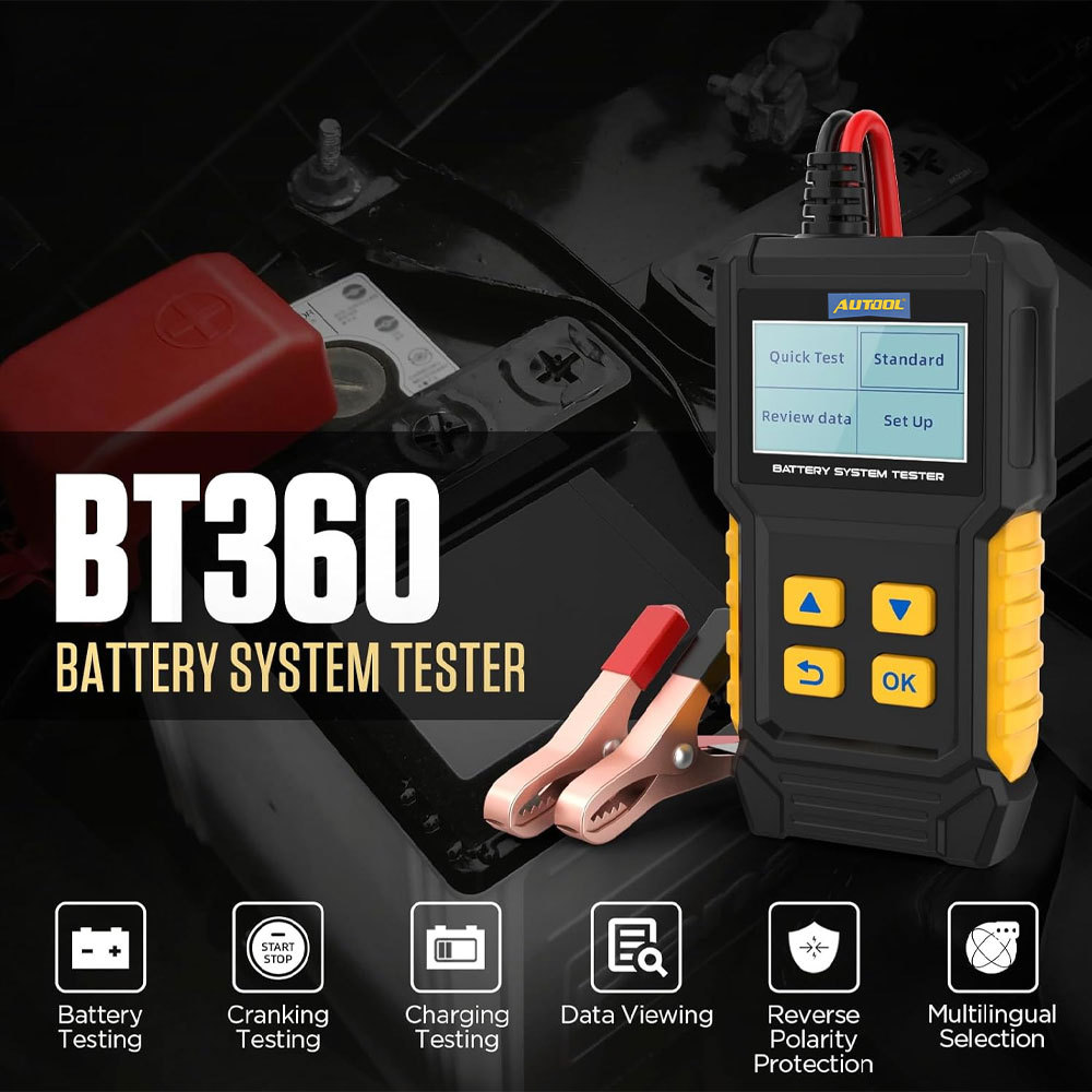 AUTOOL Tester Baterai Aki Mobil Motor 12V 2000CCA - BT360