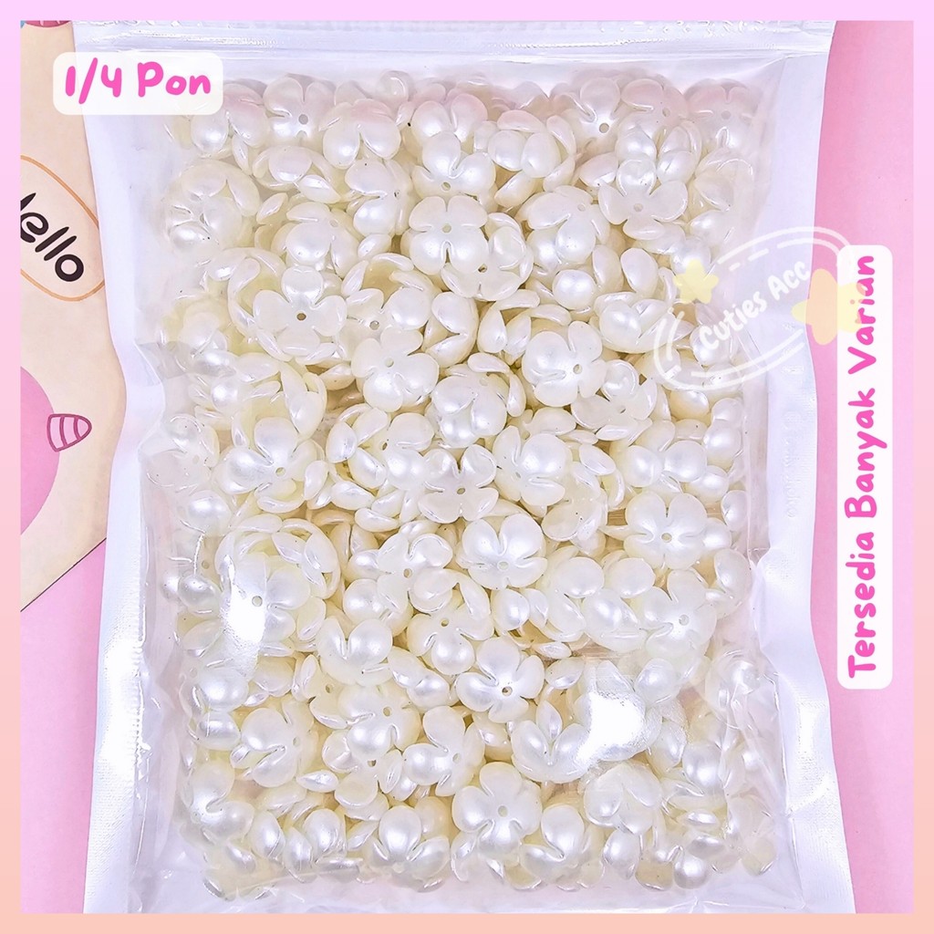 (1/4 PON) Manik Manik Kelopak Bunga Mutiara Akrilik DIY Beads - BH173