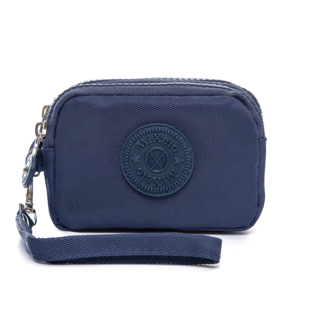 MIXELO Dompet koin pouch wanita mini 3 resleting bahan nylon waterproof