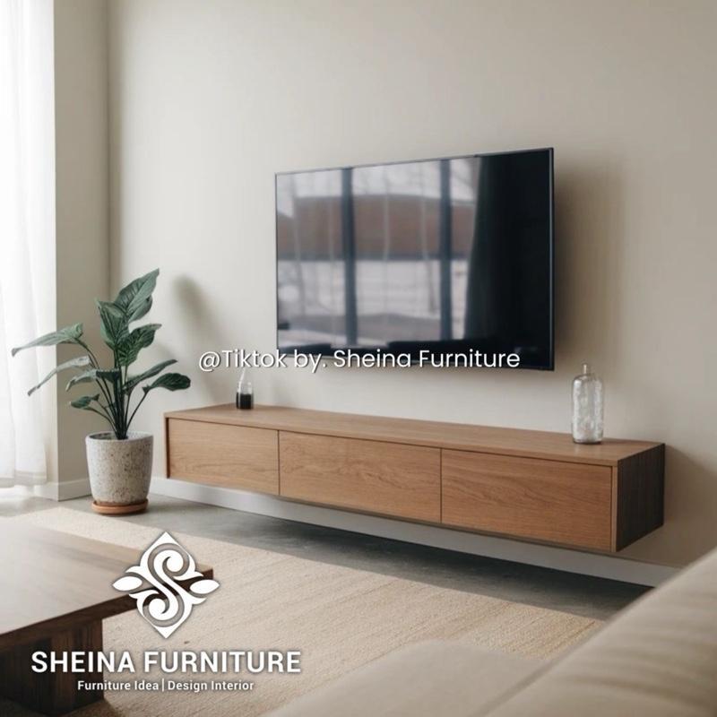 Meja Tv Gantung Minimalis Kotak - Meja Tv Gantung Minimalis Terbaru - Bufet Tv Gantung Terbaru - Kab