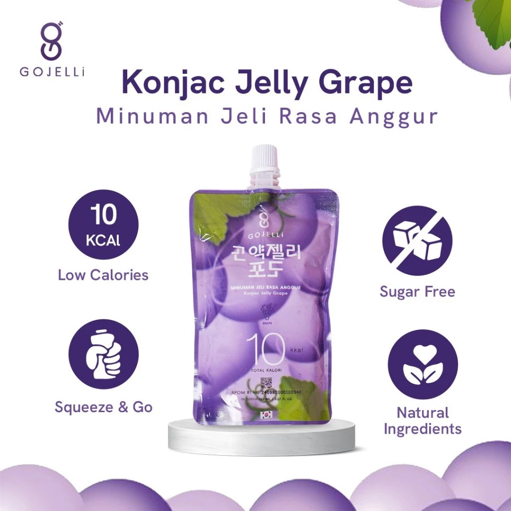(NOFLIANSAH) GOJELLI - Konjac Jelly Ready to Drink Rasa Anggur Pouch