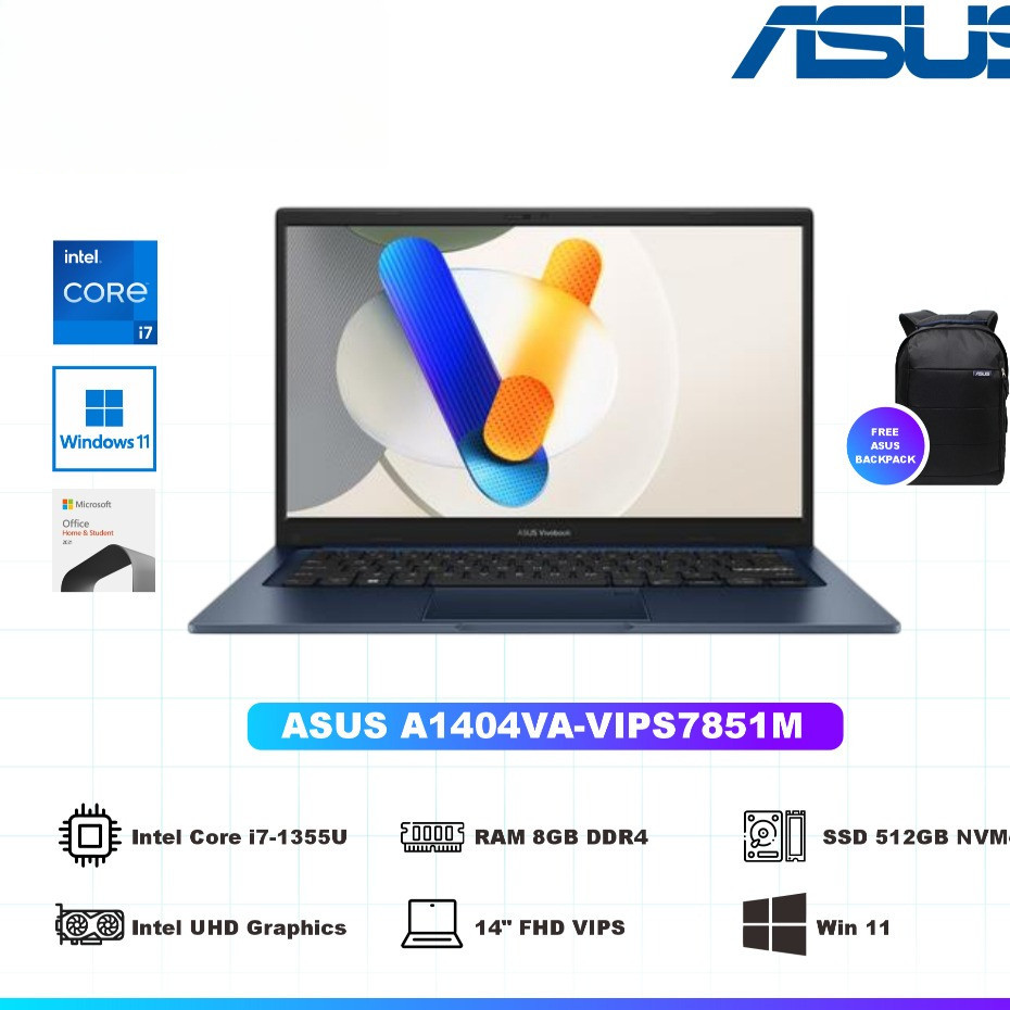 Asus Vivobook 14 A1404VA VIPS7851M Core i7-1355U 8GB 512GB 14" FHD W11