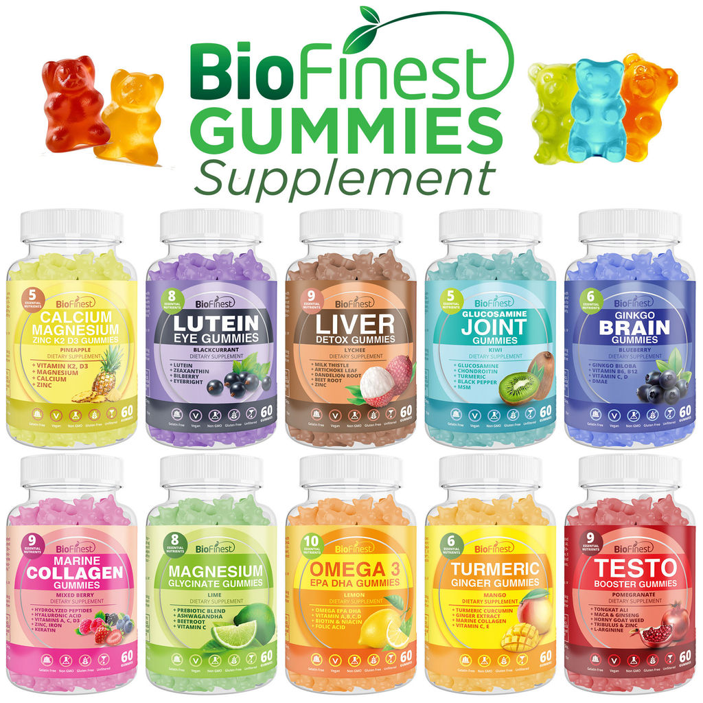 Biofinest Gummy Supplement Calcium Magnesim Zinc K2 D3 Lutein Eye