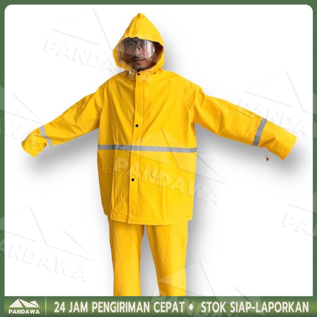 Jas Hujan Berkualitas Warna Kuning Bahan Tebal