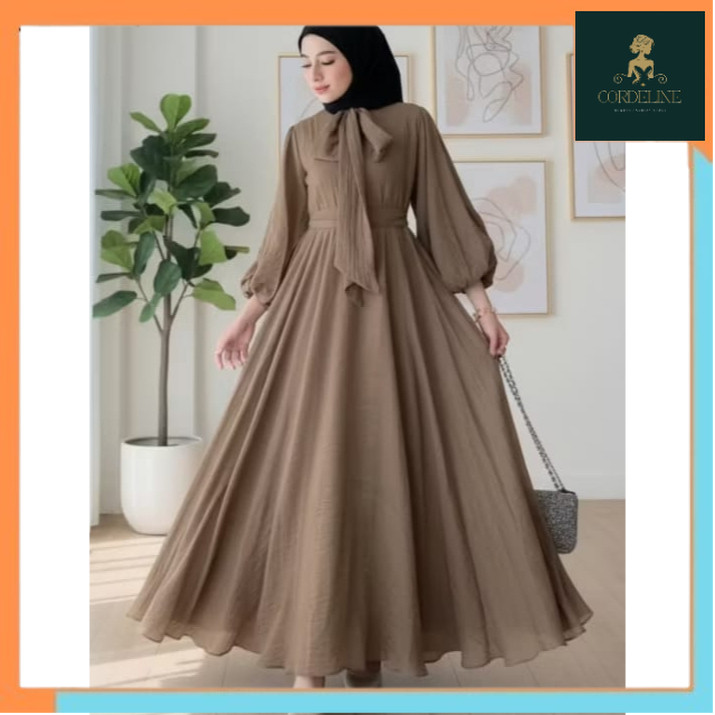 Gaun Panjang Coklat Wanita Gamis Terbaru Kekinian Gamis Wanita Kondangan Lebaran Terbaru