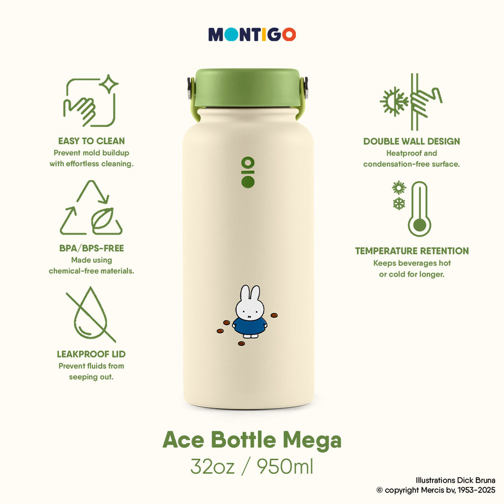 Montigo | Tumbler Miffy Collection Ace Bottle Mega 32oz - 950ml Messy Miffy