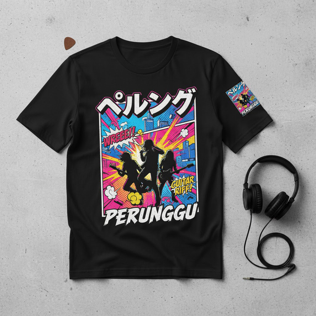 Kaos Band PERUNGGU Premium Edisi Komik Jepang - T-Shirt Metal Lokal Distro