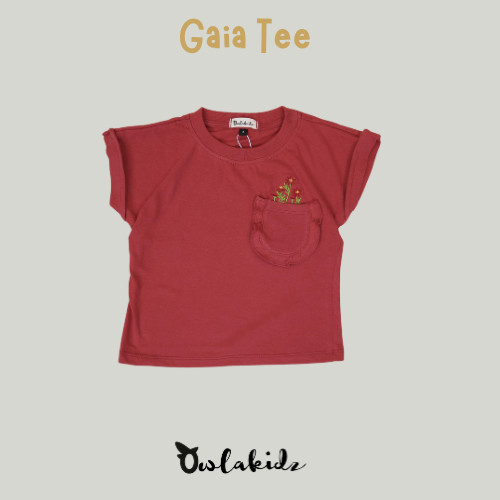 OWLAKIDZ - GAIA TEE RED BLUSH - Atasan anak perempuan - kaos anak perempuan