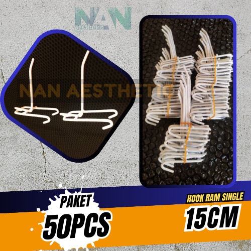 Paket 50pcs Single Ram 15cm hook cantelan kawat ram dinding gantungan display aksesories hp konter t