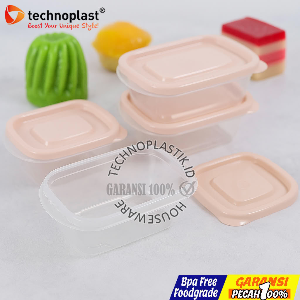 TECHNOPLAST Azumi Bento Sealware 4-Pcs (300 ml & 450 ml) – Kotak Makan Serbaguna & Tahan Panas/Freez