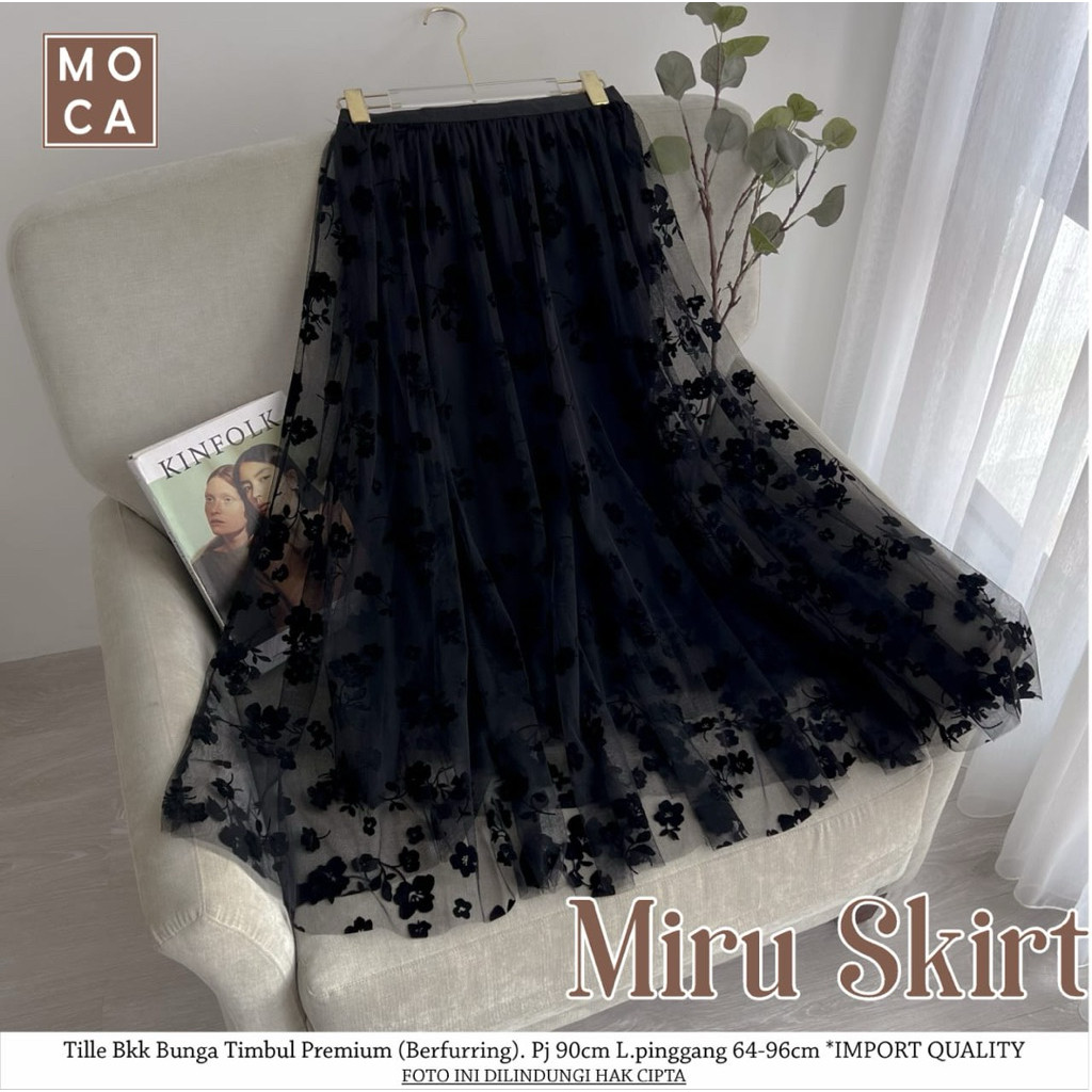 Miru Skirt  Moca Rok Tile Hitam Motif Bunga Best Seller alya store