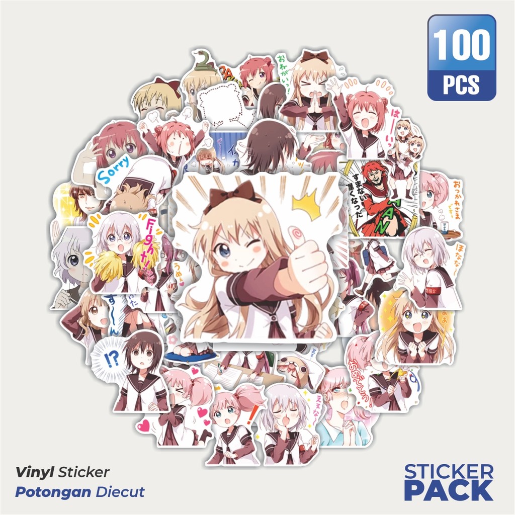 Super Hemat 100 PCS 100 PCS MURAH 100 PCS Stiker  YURU YURI Waterproof Aesthetic- Untuk Laptop, Moto
