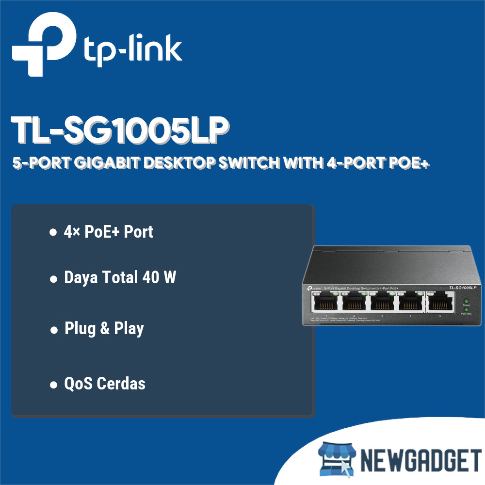 TP-LINK TL-SG1005LP 5-PORT GIGABIT DESKTOP SWITCH WITH 4-PORT POE+