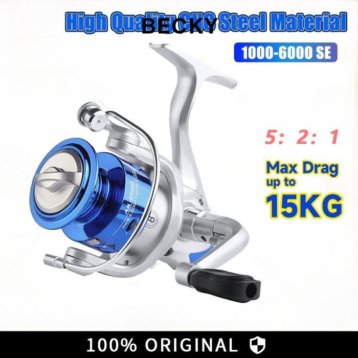 BECKY REEL PANCING METAL NX 14BB 1000 2000 3000 4000 6000 MAX DRAG 15KG reel pancing murah kuat fish