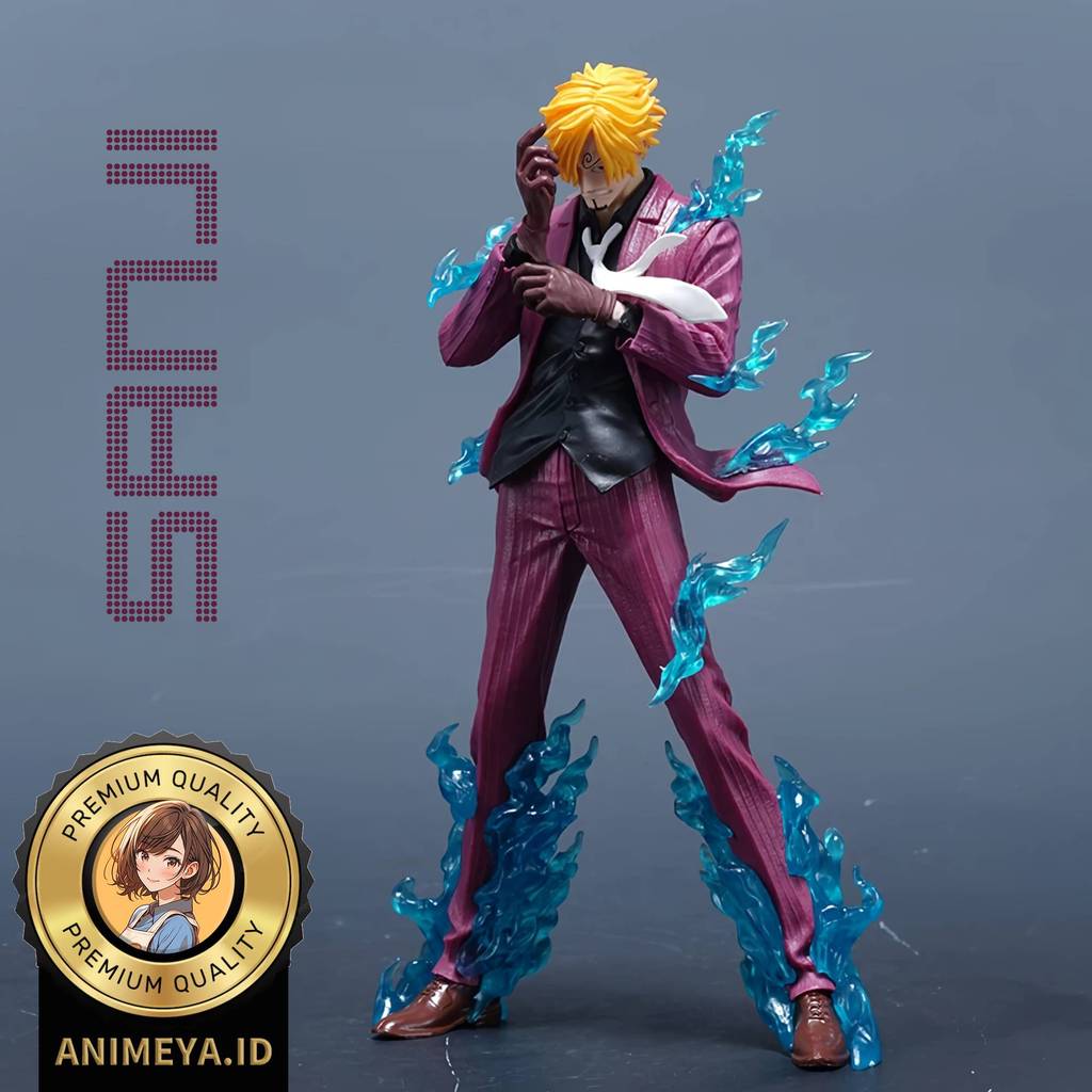 Action Figure Statue Sanji Suit Merah Maroon Aura Biru Studio Recast Koleksi Patung Anime Manga Game