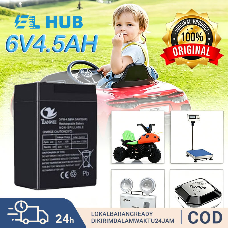 Aki 6V 4.5AH Battery Lampu Emergency/ Aki Kering Sprayer ElektrikAki Kering 6 Volt 4.5AH