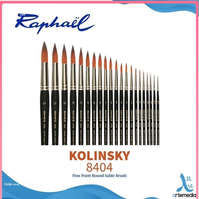 Kuas Lukis Raphael 8404 Fine Point Round Kolinsky Sable Brush Original Dan Terpercaya