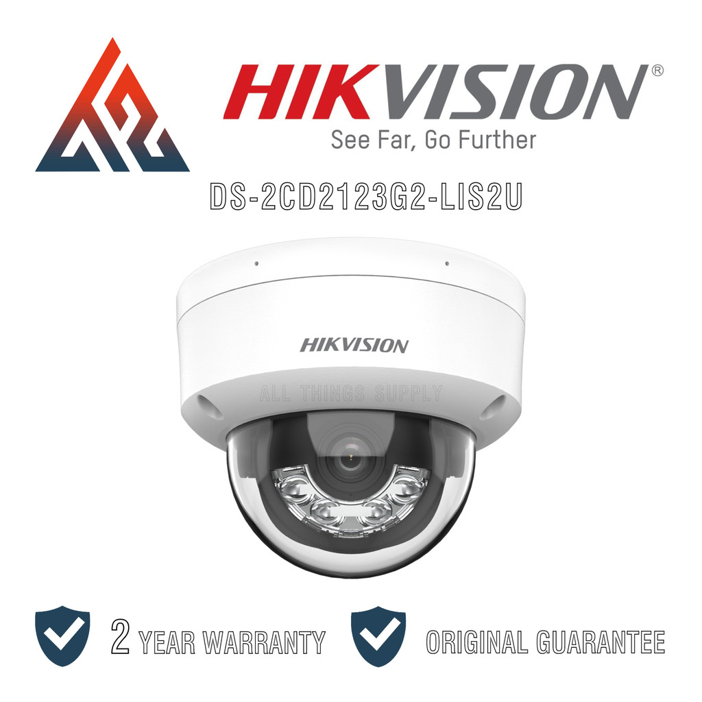 Hikvision DS-2CD2123G2-LIS2U 2 MP Acusense Support Two Way Audio Smart Hybrid Light Fixed Dome Netwo
