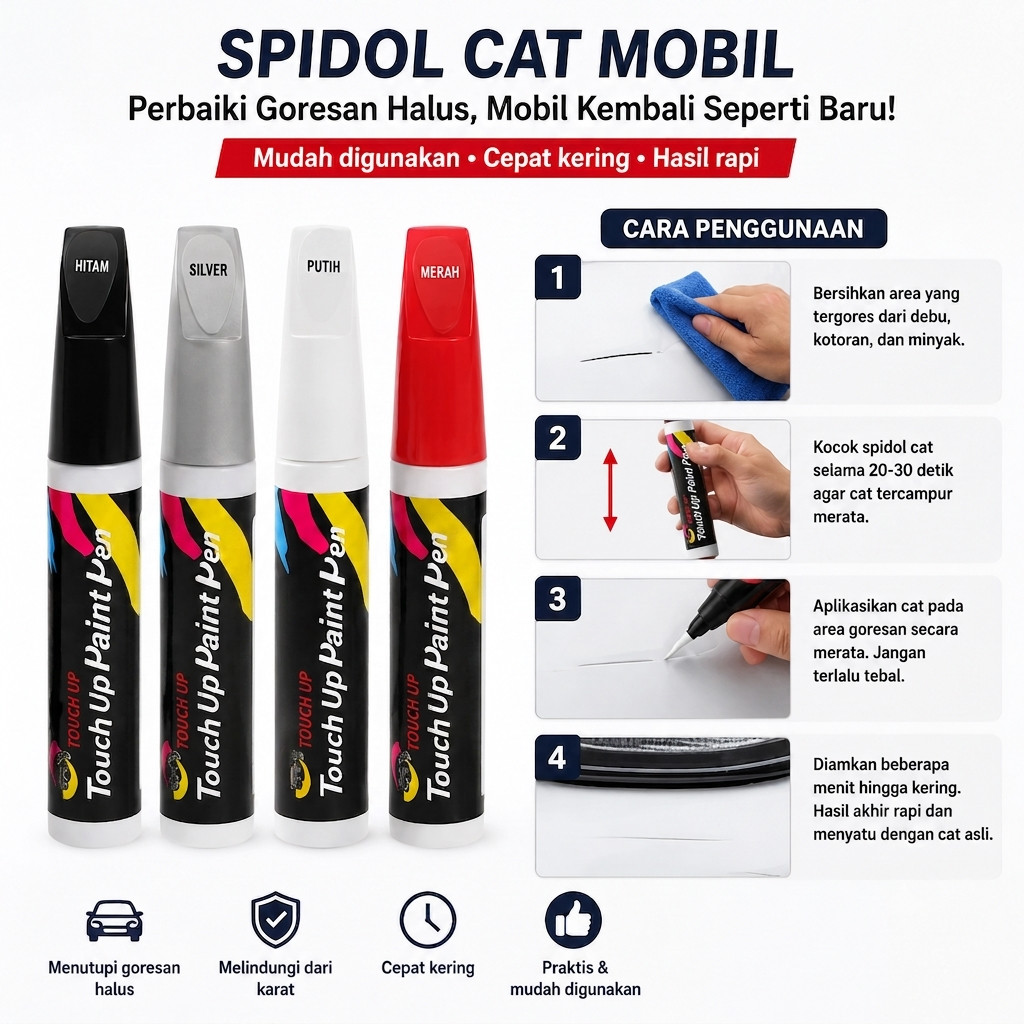 Color Easy Touch up Paint Pen Cat Spidol Penghilang Penutup Baret Lecet Tergores Mobil Motor Car Paint Pen diy Car Paint damage Scratch Repair Pulpen Dan Kuas 12ml Hitam Putih Silver Biru Merah Cat Oles Body Motor Mobil Permanen Coloreasy TouchUpPen