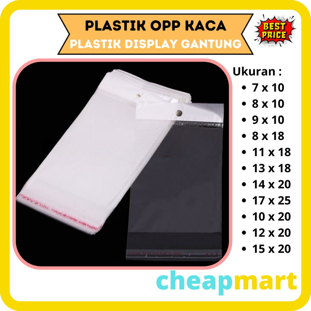 [ISI 100LBR]New Plastik OPP Kaca Bening Souvenir, Mainan uk. 7, 8, 9 X 10 Opp Hangtag Hang Tag