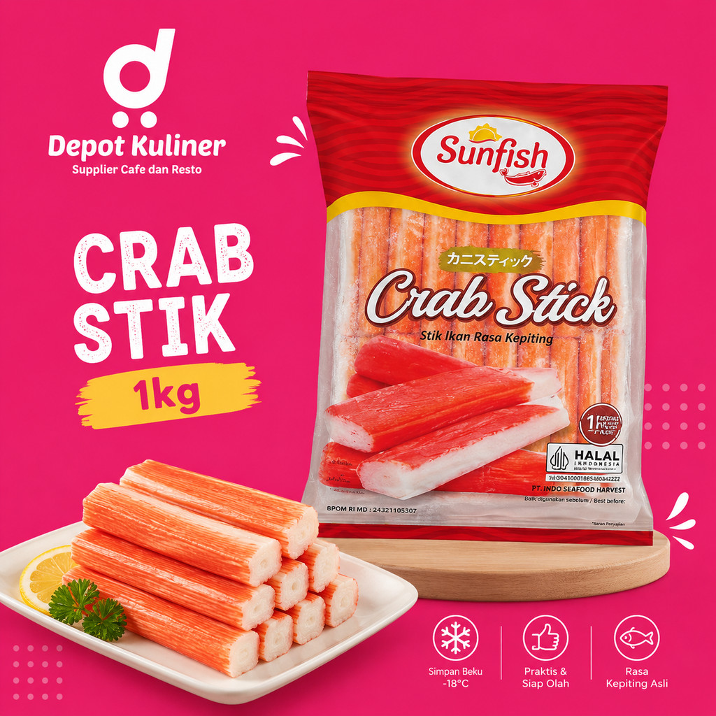 Sunfish Crab Stik 1kg | Surimi Kepiting Frozen Food Praktis untuk Keluarga