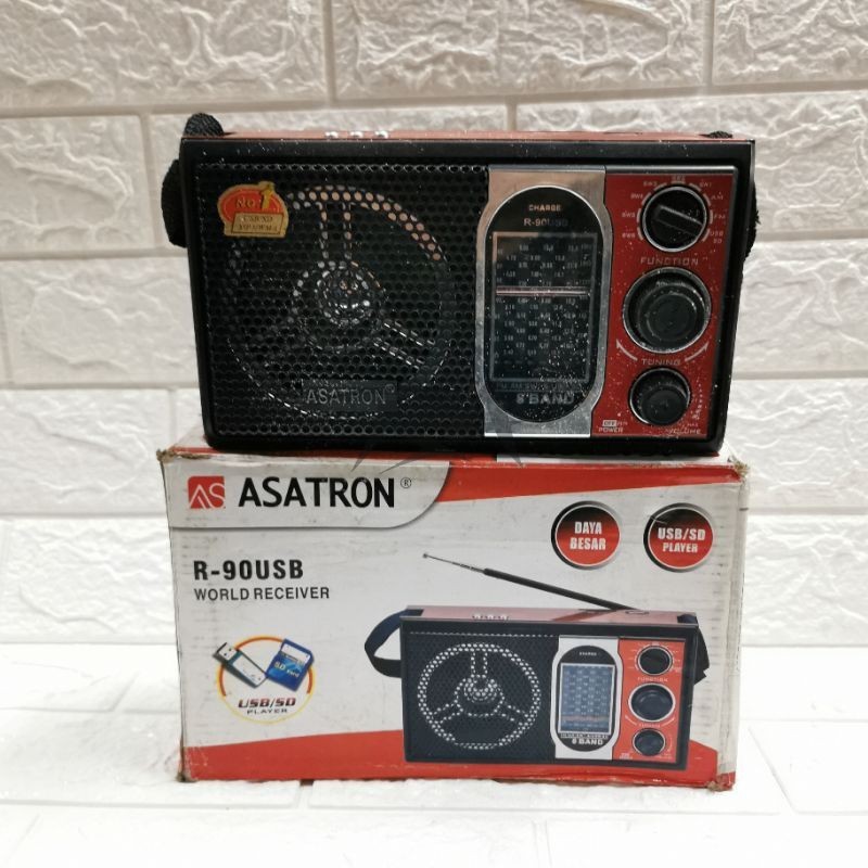 III ASATRON R 90 USB SD CARD PORTABLE SPEAKER RADIO FM AM SW 1-6 BAND RECEIVER KECIL MINI MURAH MERA