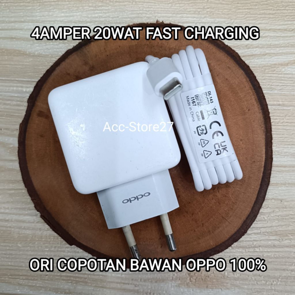 Charger ORI Opo 20Wat 4Amper Suport VOOC Fast Charging Type C ORI Copotan Bawan HP Second