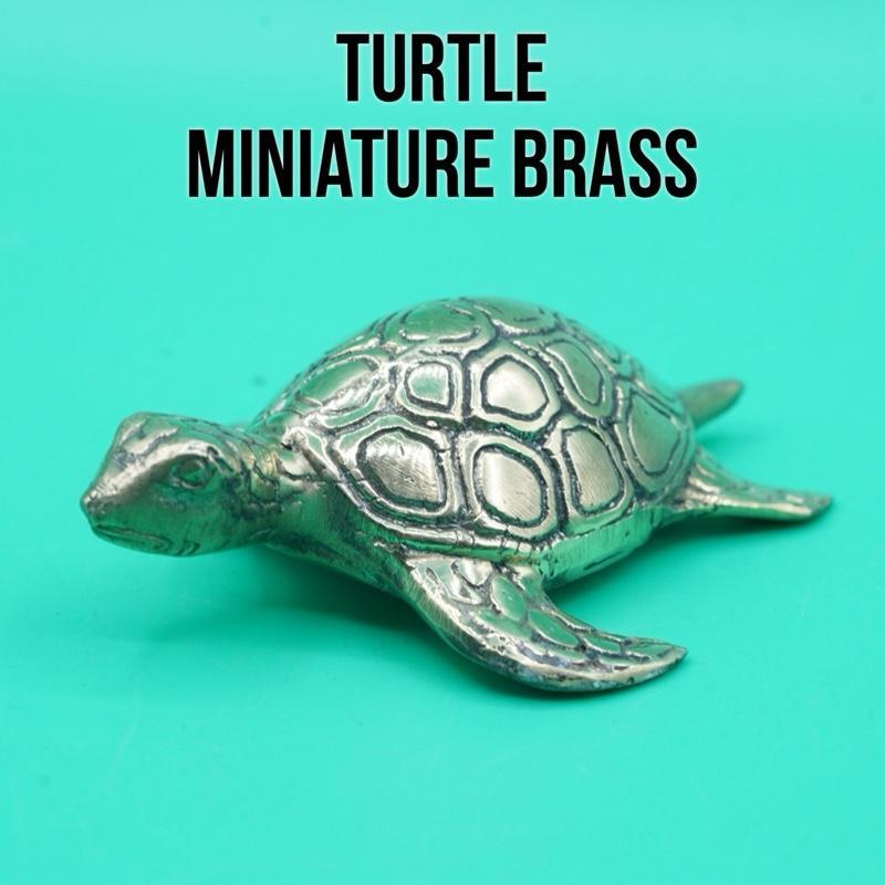 Turtle Tortoise Kura Penyu Brass Amulet Kuningan Miniature Statue Art Cooper Mainan Pajangan Hiasan 