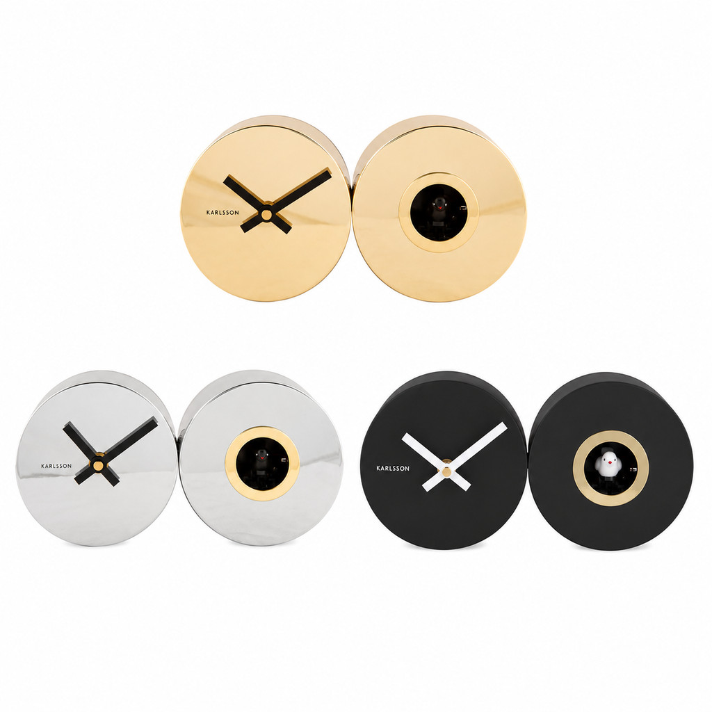 Karlsson Wall Clock Duo Cuckoo Steel