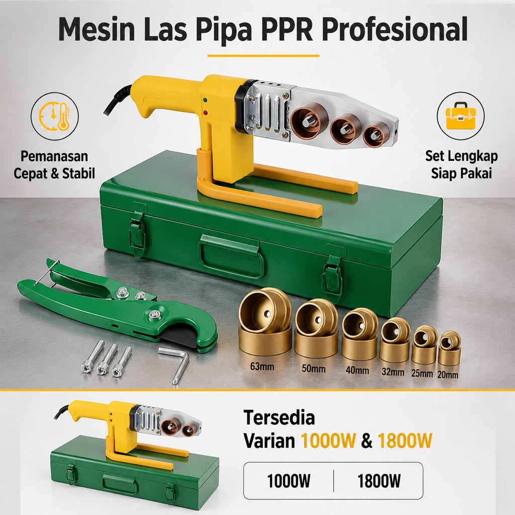 Alat Las Pipa PPR 1000W 1800W  20-63mm Pemanas Pipa PPR Pipe Heater Trafo Las Pipa PVC