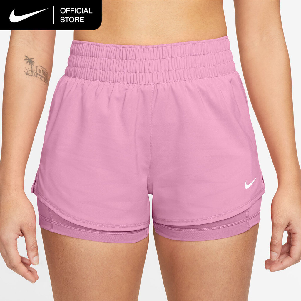 Nike Dri-FIT One Women's Mid-Rise 3" 2-in-1 Shorts - Pink Rise [DX6013-621]
