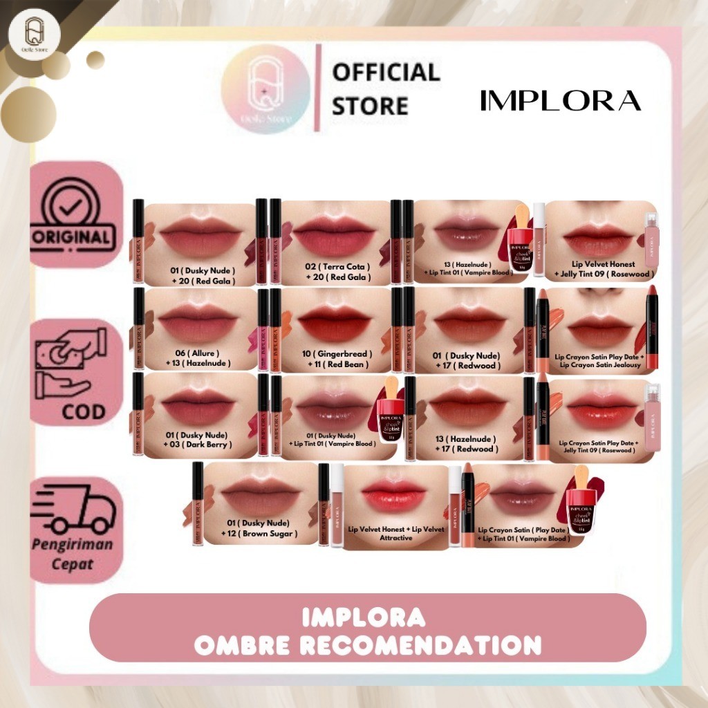 Qeila - Ombre Implora Urban Cream Matte + Implora Lip Velvet + Implora Lip Tint