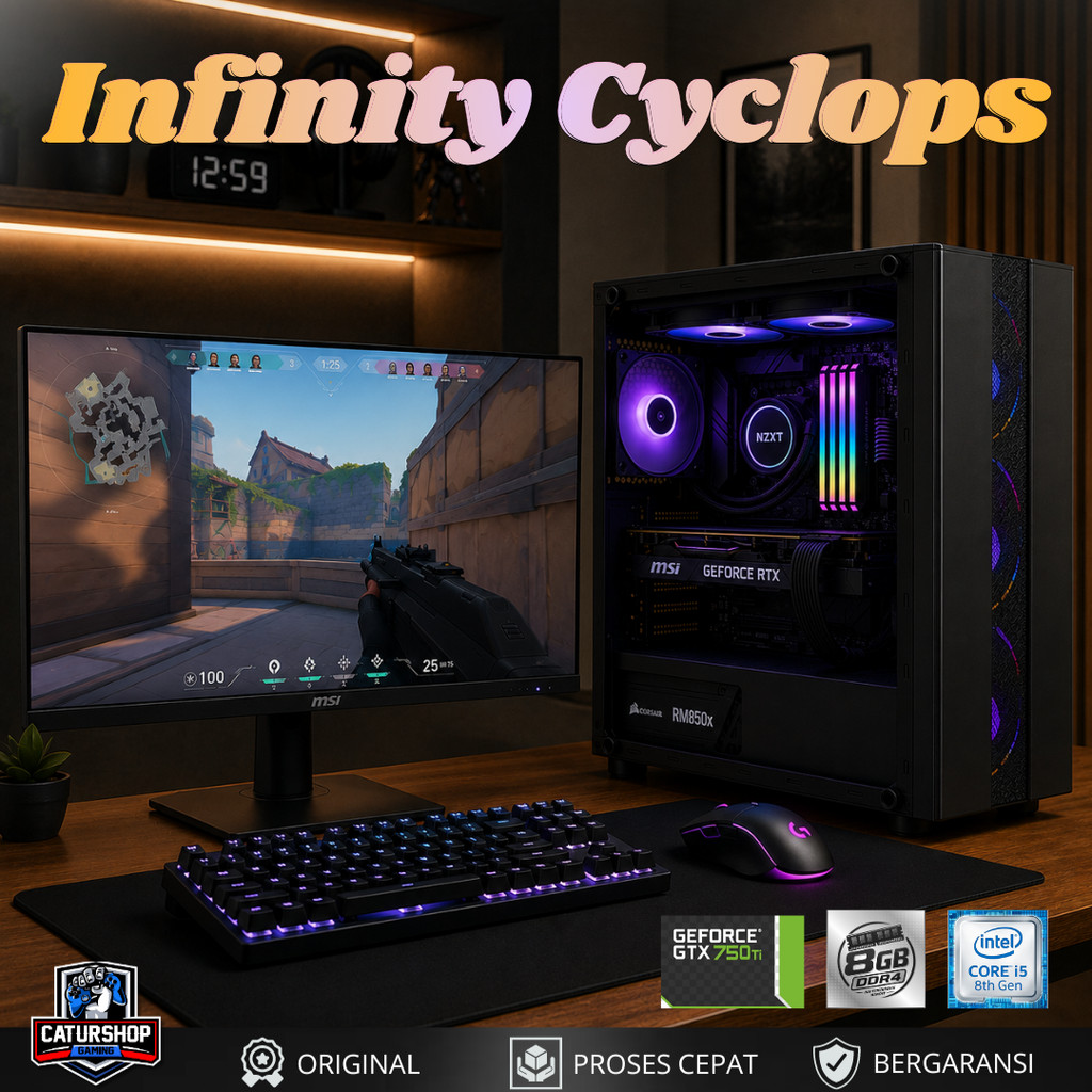 PC Rakitan Core i5 Gen-8 Intel UHD Graphics DDR4 8GB (2 X 4GB ) | 256GB | LG 24in | Fullset | Paket 