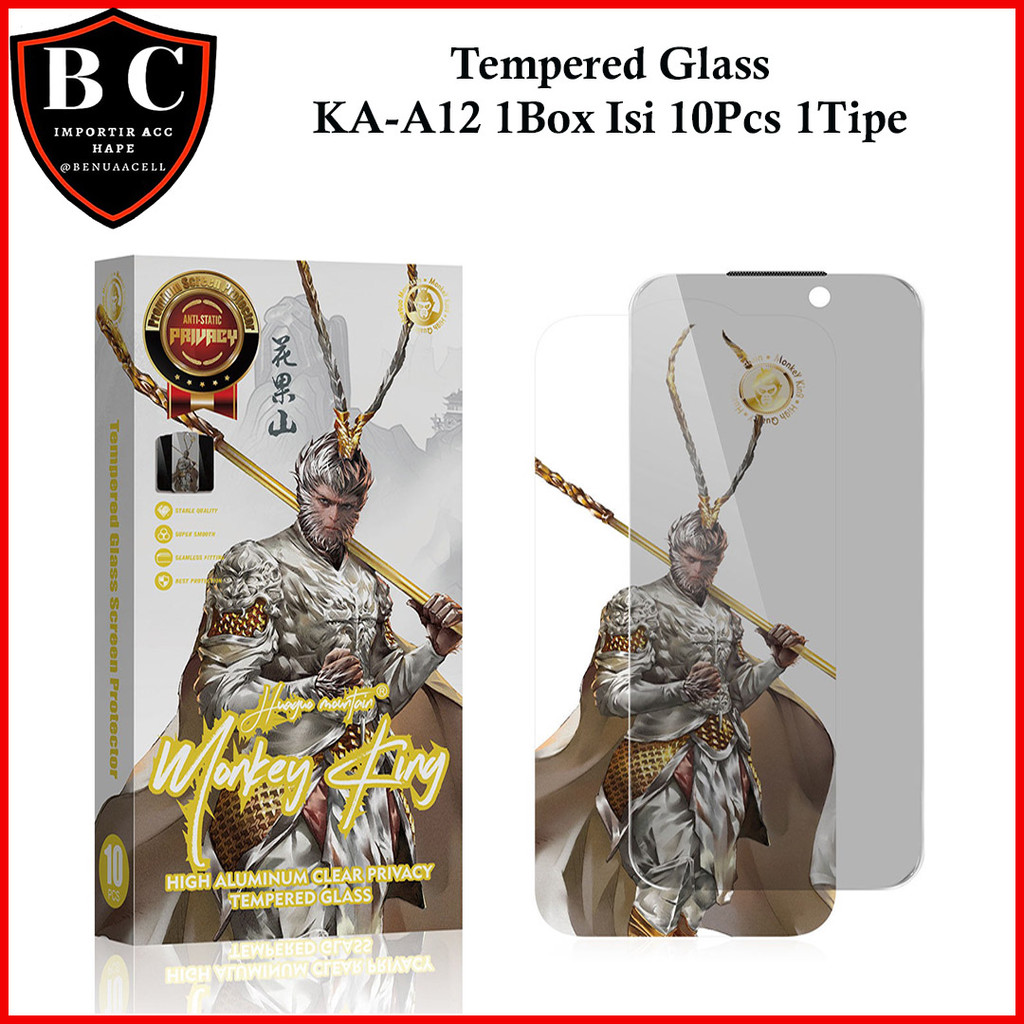 1BOX ISI 10PCS KA-A12 TEMPERED GLASS SPY NO LIST MONKEY KING FOR SAMSUNG S20 FE S10 LITE NOTE 10 LIT