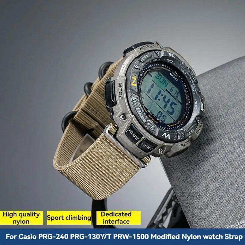 For Casio PRG-240 PRG-130 PRG-130Y/T PRW-1500 Mofied Canvas Nylon Wat Strap Waterproof Bracelet  Out