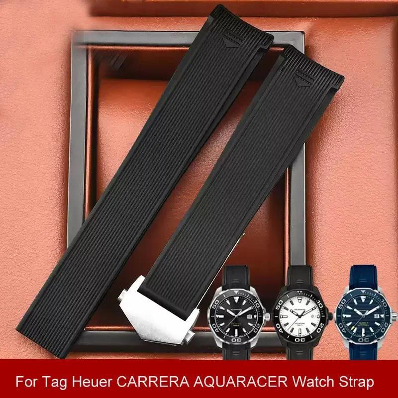 New Style Rubber Silicone Wat Strap For Tag Heuer CARRERA AQUARACER Series Wat Black Blue Watband Su