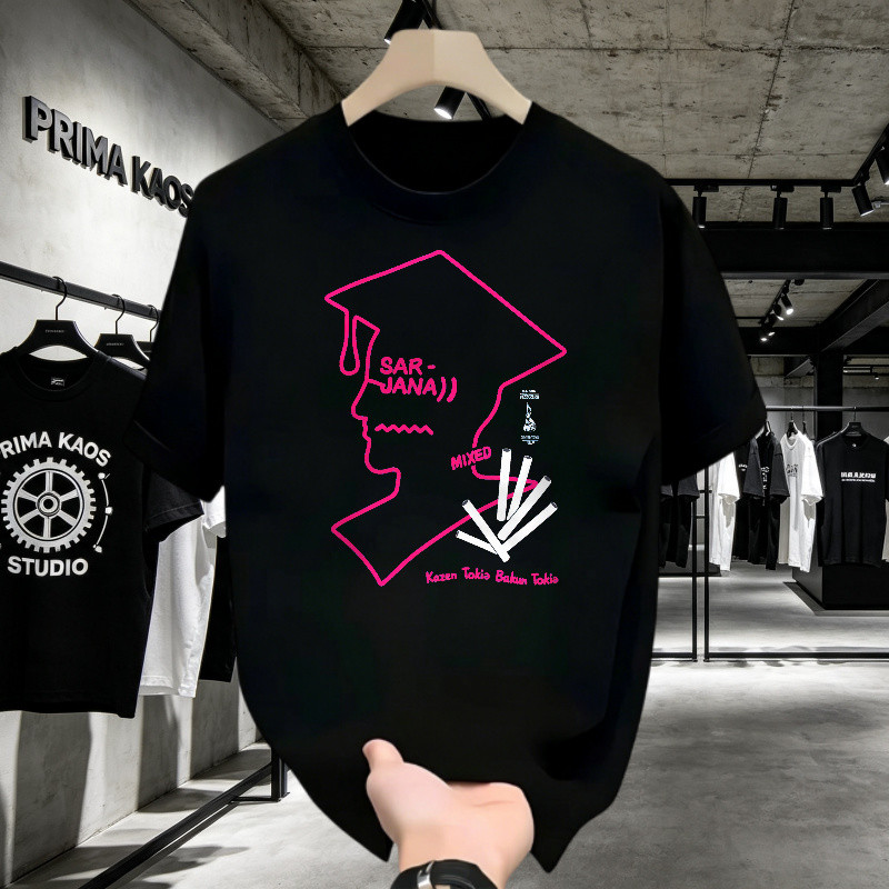 Kaos Pria Distro Desain Wajah Sarkas Jawa Dengan Topi Wisuda Dan Rokok, Kaos Kata-Kata Satir Lucu Un