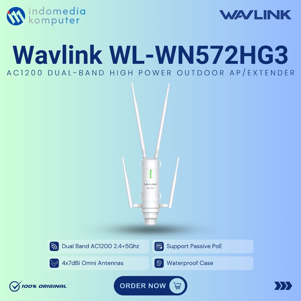 WAVLINK WL-WN572HG3 AC 1200 (AERIAL) PENGUAT SINYAL  Wifi Extender Outdoor Wavlink AC1200 Wavlink AC