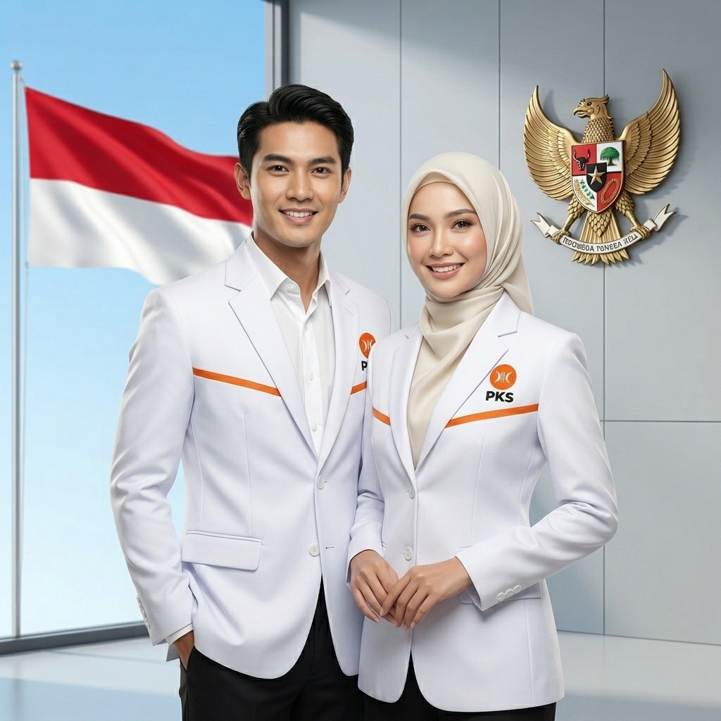Jas PKS Premium Terbaru Free Bordir Nama Blazer Partai Seragam Organisasi Formal Pria Wanita Bordir 