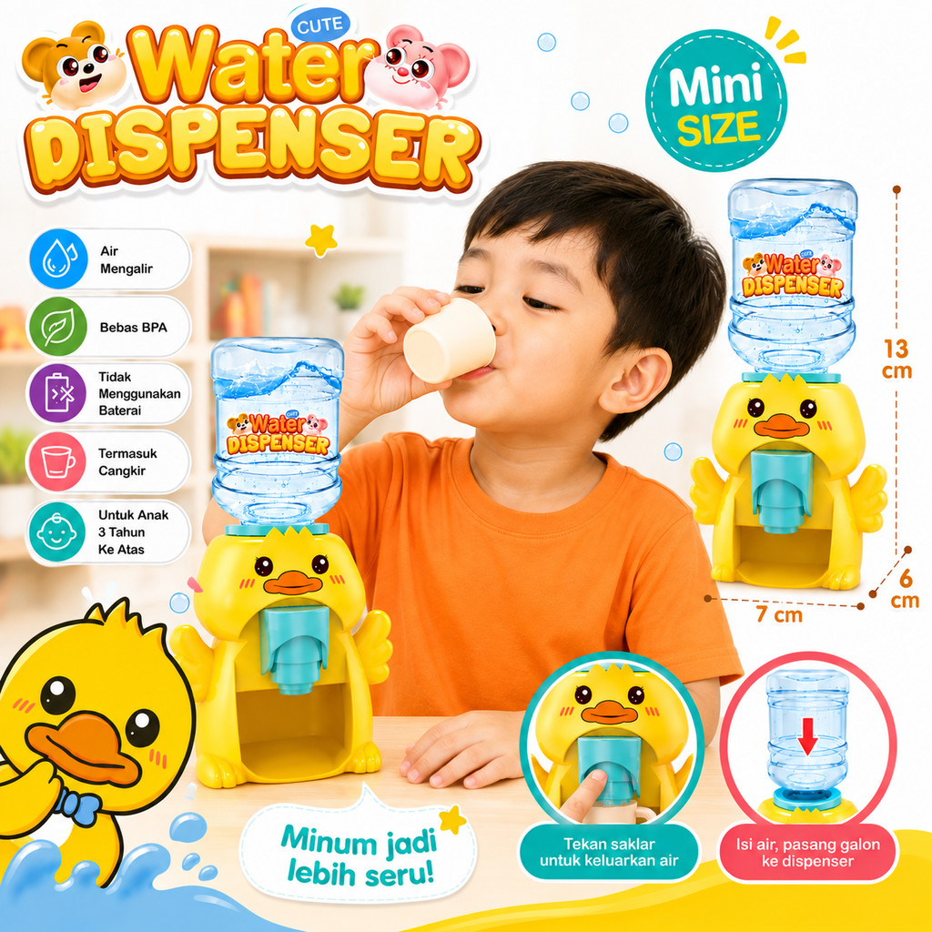 Mainan Dispenser Galon Air Mini Karakter Bebek Capybara Lucu Anak