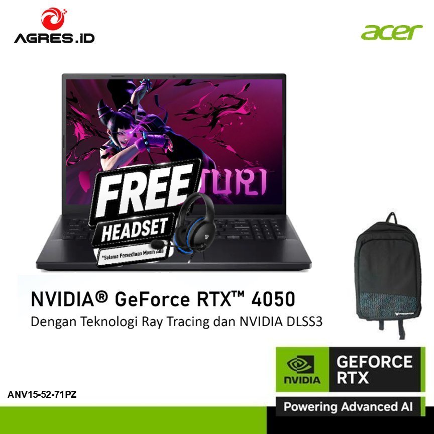 ACER NITRO V 15 ANV15-52-71PZ - CORE 7 240H RTX4050 6GB - RAM 16GB 512GB W11+OHS+M36B 15.6FHD IPS 18