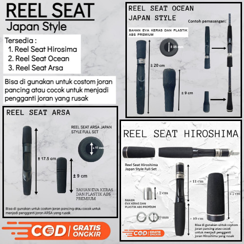 Reel / Real Seat Pengganti Gagang Joran Pancing Full Eva Combi Jp Ocean Arsa Hiroshima Full Set Busa