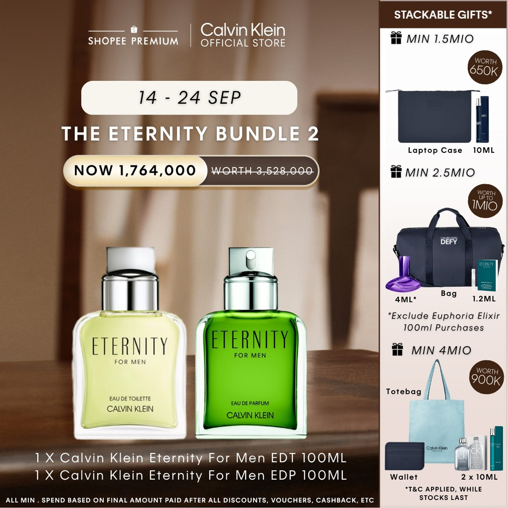 [EXCLUSIVE SET - SAVE UP 50%] Calvin Klein Buy CK Eternity For Men EDP 100ml Get CK Eternity Men EDT