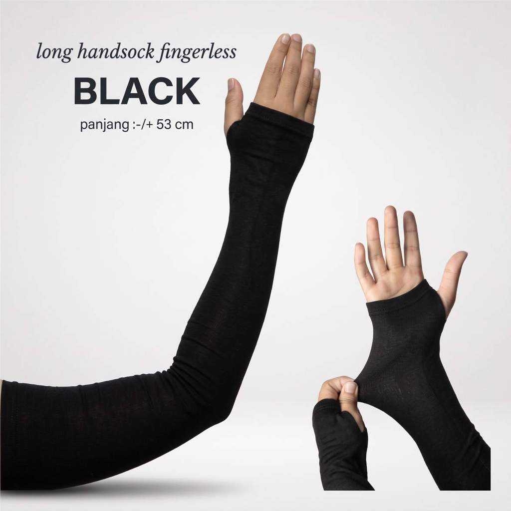 Manset Tangan Handsock Muslimah manset stocking lengan polos pria wanita Hitam Polos