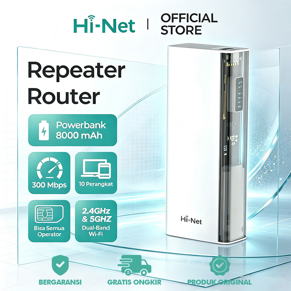 Hi-Net MF932 MIFI 4G LTE Pocket WiFi Unlock Semua Operator Powerbank 8000mAh 150Mbps Hotspot 2.4G 5G